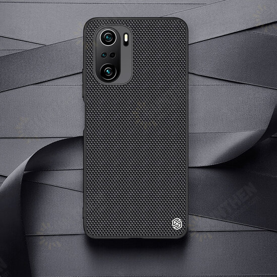 For POCO F3 Global Version Case Anti-Fingerprint Anti-Slip Nylon Synthetic Fiber Textured Shockproof Protective Case Back Cover