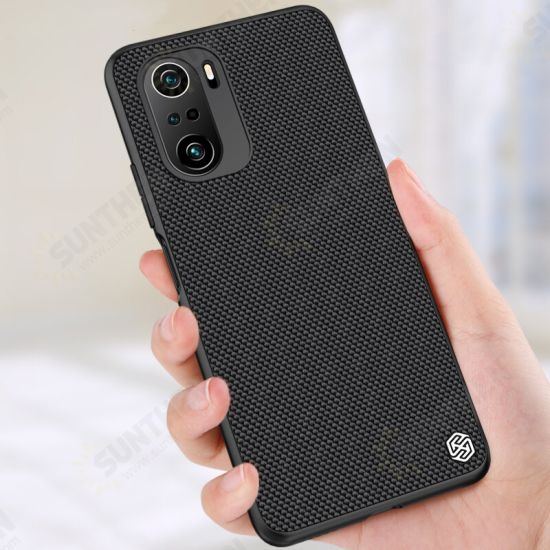 For POCO F3 Global Version Case Anti-Fingerprint Anti-Slip Nylon Synthetic Fiber Textured Shockproof Protective Case Back Cover