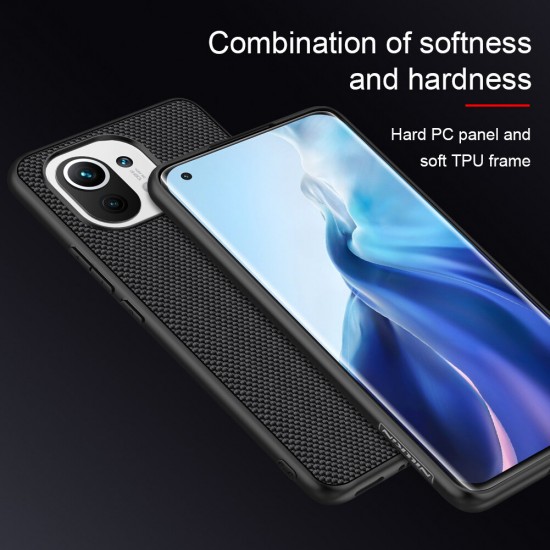 For Xiaomi Mi 11 Case Anti-Fingerprint Anti-Slip Nylon Synthetic Fiber Textured Shockproof Protective Case Back Cover Non-Original