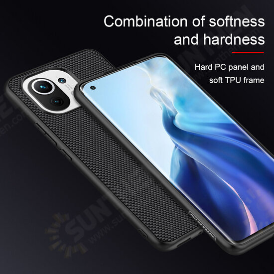 For Xiaomi Mi 11 Case Anti-Fingerprint Anti-Slip Nylon Synthetic Fiber Textured Shockproof Protective Case Back Cover Non-Original