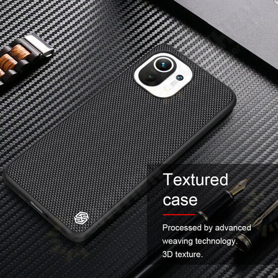 For Xiaomi Mi 11 Case Anti-Fingerprint Anti-Slip Nylon Synthetic Fiber Textured Shockproof Protective Case Back Cover Non-Original