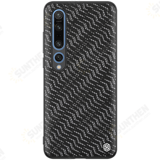 For Xiaomi Mi 10 Mi 10 Pro Case Luxury Luster Twinkle Shield Woven Polyester + PU Leather Shockproof Protective Case Non-original