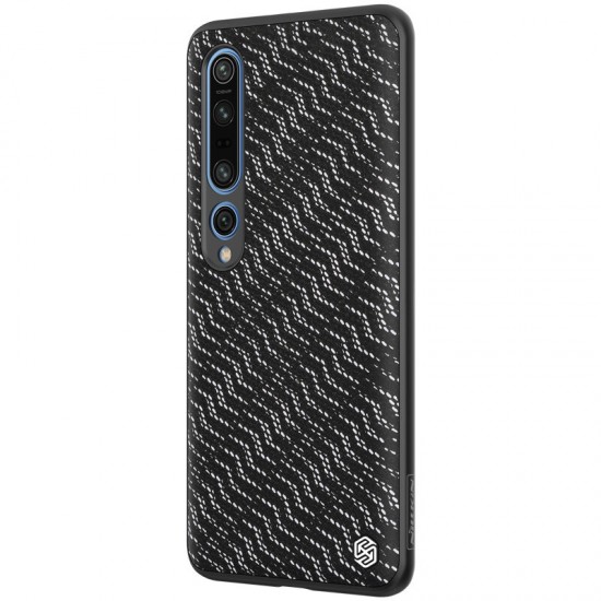 For Xiaomi Mi 10 Mi 10 Pro Case Luxury Luster Twinkle Shield Woven Polyester + PU Leather Shockproof Protective Case Non-original