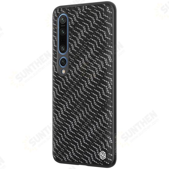 For Xiaomi Mi 10 Mi 10 Pro Case Luxury Luster Twinkle Shield Woven Polyester + PU Leather Shockproof Protective Case Non-original