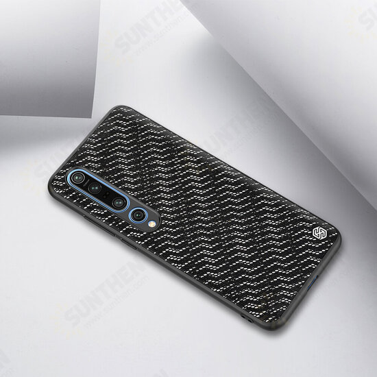 For Xiaomi Mi 10 Mi 10 Pro Case Luxury Luster Twinkle Shield Woven Polyester + PU Leather Shockproof Protective Case Non-original