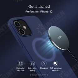 For iPhone 12 Mini Case Magnetic Support Magsafe Shockproof Anti-Fingerprint Smooth Soft Liquid Silicone Protective Case Back Cover