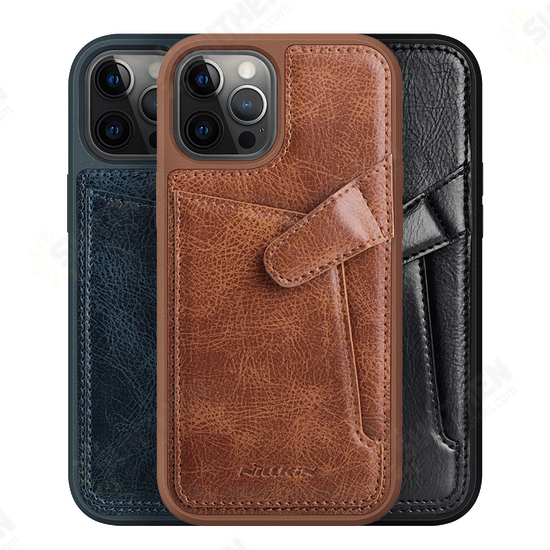 For iPhone 12 Pro / 12 Case Business with Card Slot Holder Shockproof Leather Protective Case