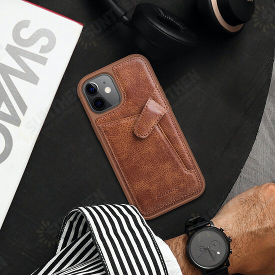 For iPhone 12 Pro / 12 Case Business with Card Slot Holder Shockproof Leather Protective Case