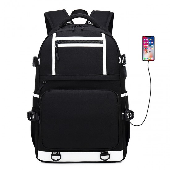 Oxford Cloth Waterproof Laptop Bag Backpack Travel Bag With External USB Charging Port