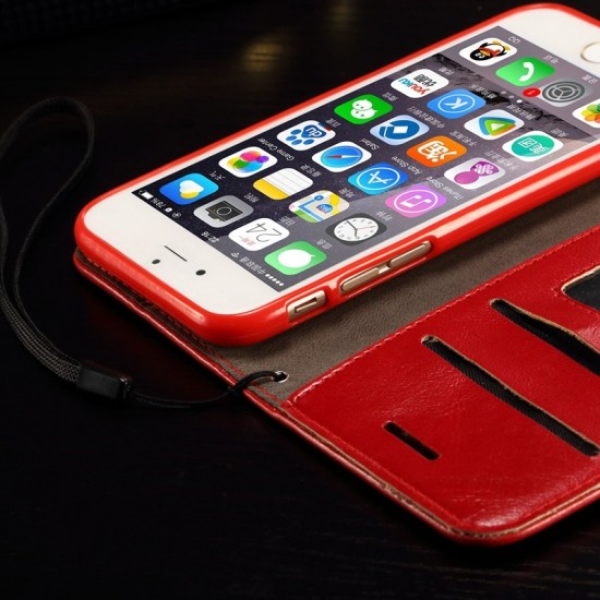 PC Leather Wallet Card Slot Bracket Case For iPhone 7 Plus/8 Plus