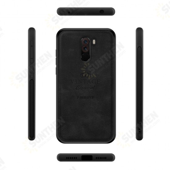 Fabric Splice Soft Edge Shockproof Back Cover Protective Case for Xiaomi Pocophone F1 Non-original