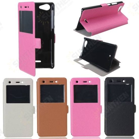 PU Leather Magnetic Flip Stand Window Case Cover Pouch Sleeve For Wiko Pulp 4G PU Leather Magnetic Flip Stand Window Case Cover Pouch Sleeve For Wiko Pulp 4G