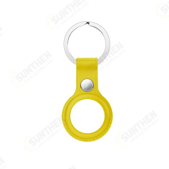 Portable Pure PU Leather Protective Cover Sleeve with Keychain for Apple Airtags bluetooth Tracker