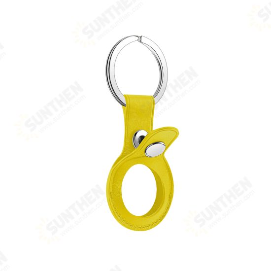 Portable Pure PU Leather Protective Cover Sleeve with Keychain for Apple Airtags bluetooth Tracker