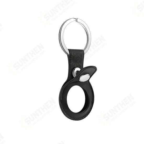 Portable Pure PU Leather Protective Cover Sleeve with Keychain for Apple Airtags bluetooth Tracker