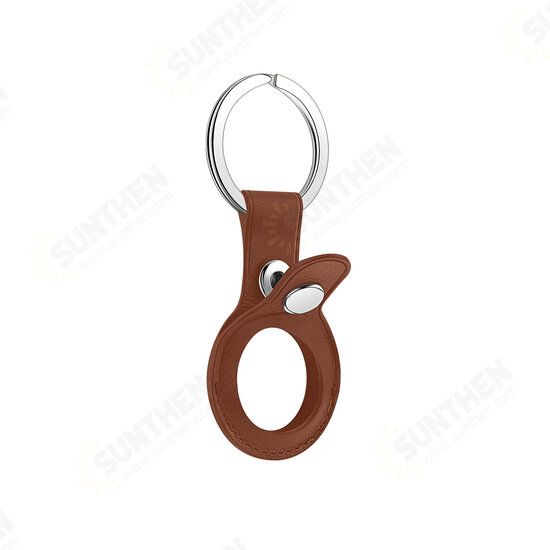 Portable Pure PU Leather Protective Cover Sleeve with Keychain for Apple Airtags bluetooth Tracker