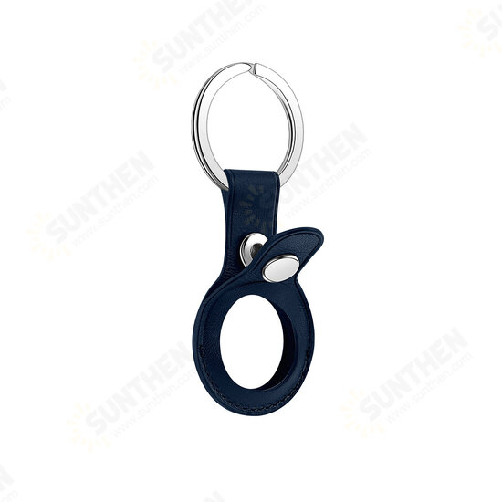 Portable Pure PU Leather Protective Cover Sleeve with Keychain for Apple Airtags bluetooth Tracker