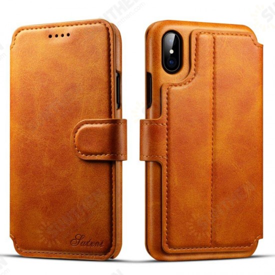 Premium Cowhide Wallet Card Slot Kickstand Case For iPhone X