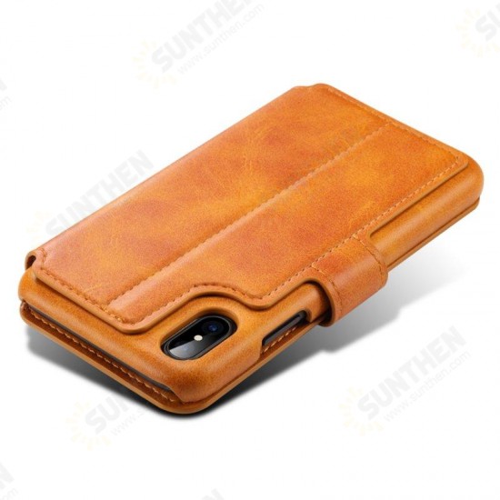 Premium Cowhide Wallet Card Slot Kickstand Case For iPhone X