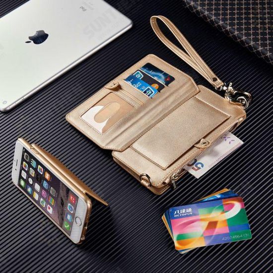 Removable PU Leather Clutch Wallet Holder Filp Card Case Shoulder Bag Women Purse For iPhone 6 6S