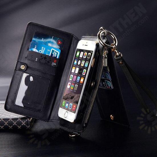 Removable PU Leather Clutch Wallet Holder Filp Card Case Shoulder Bag Women Purse For iPhone 6 6S