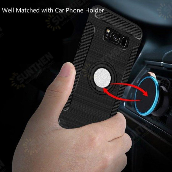 Rotating Ring Grip Holder Carbon Fiber Case For Samsung Galaxy S8 Plus