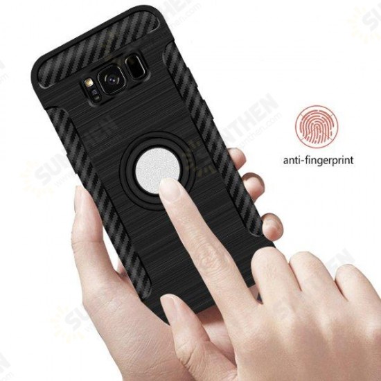 Rotating Ring Grip Holder Carbon Fiber Case For Samsung Galaxy S8 Plus