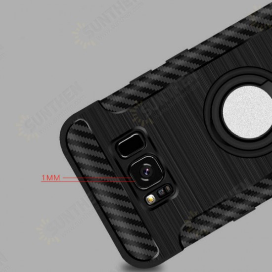 Rotating Ring Grip Holder Carbon Fiber Case For Samsung Galaxy S8 Plus