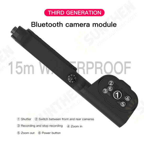 3 Generation Universal bluetooth Remote Camera with Compass Touch Screen 15M Waterproof Mobile Phone Diving Case Support Selfie Stick for Phones below 6.9 inch