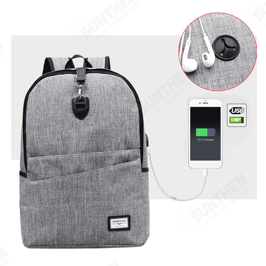 USB Charging Backpack Anti-Thief Laptop Travel Shoulder Bag with Headphone Plug for Macbook