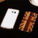 Wooden Pattern Hard Back Case Gold Alloy Frame Protective Shell for Samsung Galaxy S6 Edge