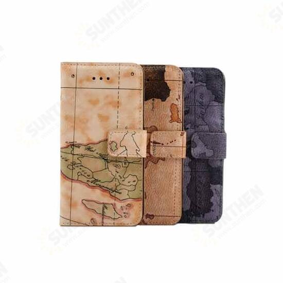 Worldwide Map Card Slot Bracket Case For iPhone 6 6s