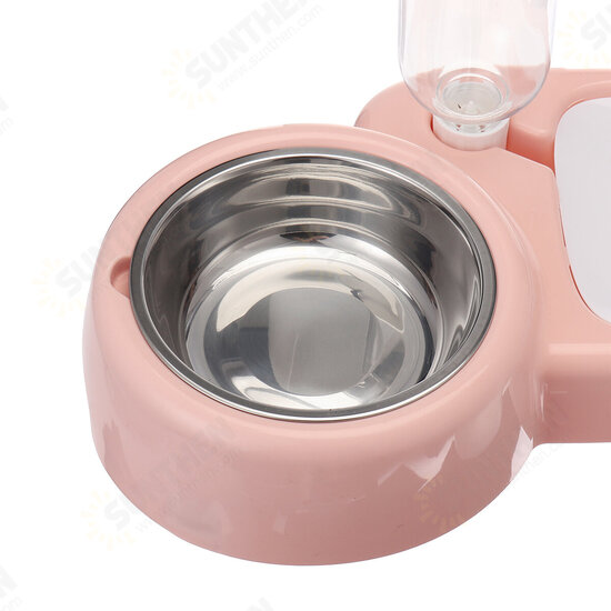 2 In 1 Automatic Pet Bowl 500ml Adjustable Drinking Fountain Dog Cat Food Feeder