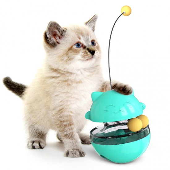 3-In-1 Interactive Cat Leaking Food Ball with Teasing Wand Pet Slow Food