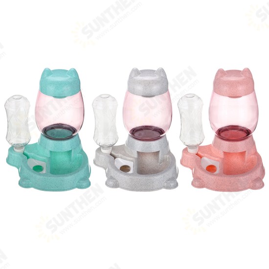 800ml+300ml Automatic Pet Dog Cat Puppy Dispenser 2 in 1 Food Drink Water Dish Feeder