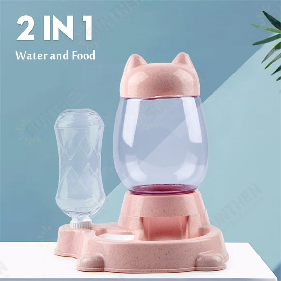 800ml+300ml Automatic Pet Dog Cat Puppy Dispenser 2 in 1 Food Drink Water Dish Feeder