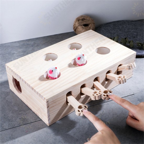 Cat Toys Hamster Machine Funny Cat Toy Solid Wood Pet Supplies Whac-A-Mole Mouse