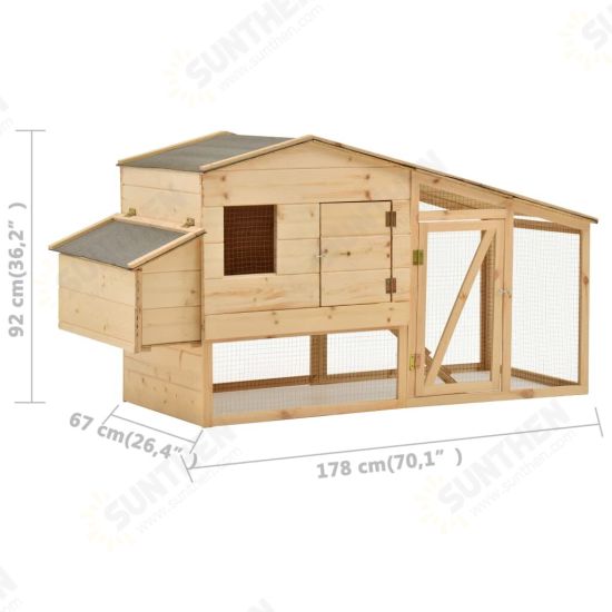 Chicken Cage Solid Pine Wood 70.1inchx26.4inchx36.2inch