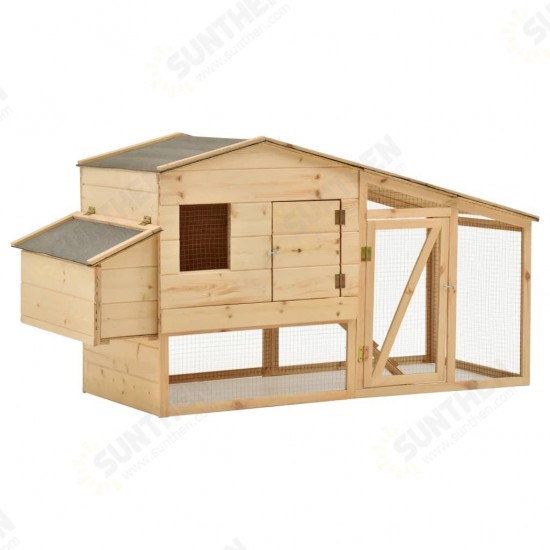 Chicken Cage Solid Pine Wood 70.1inchx26.4inchx36.2inch