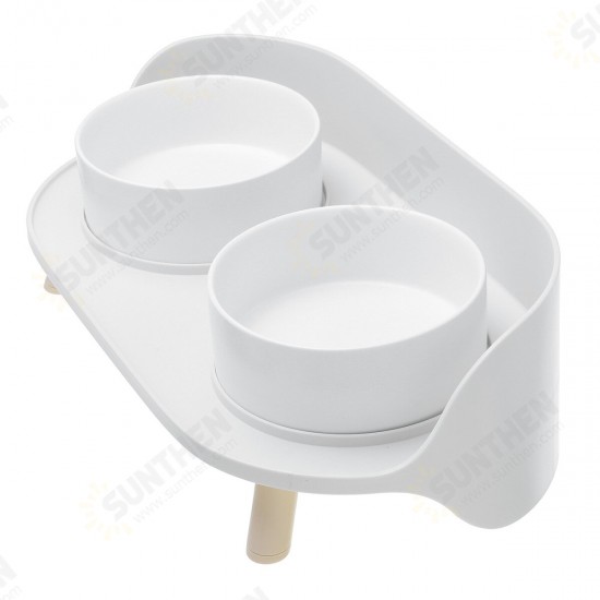 Double Holes Ceramic Cat Feeder Bowl Splash-proof High Quality Ceramic Pet Bowl Separate Design, Anti-slip Design