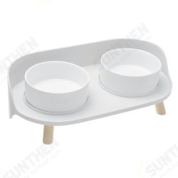 Double Holes Ceramic Cat Feeder Bowl Splash-proof High Quality Ceramic Pet Bowl Separate Design, Anti-slip Design Double Holes Ceramic Cat Feeder Bowl Splash-proof High Quality Ceramic Pet Bowl Separate Design, Anti-slip Design
