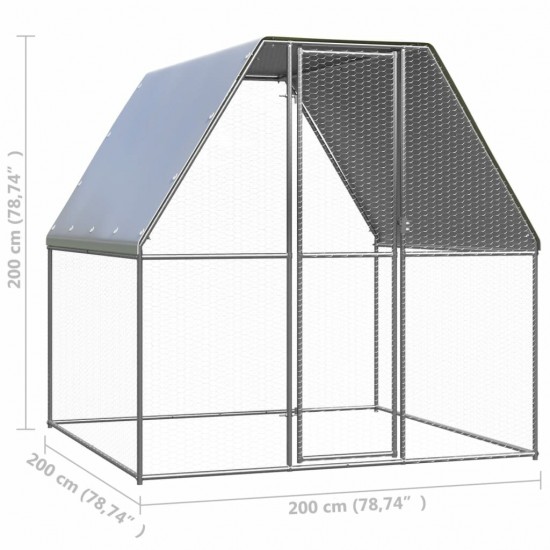 150776 Chicken Cage 2x2x2 m Galvanised Steel Pet Supplies Rabbit House Pet Home Puppy Bedpen Fence Playpen