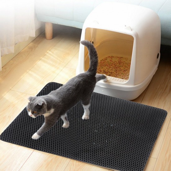 Honeycomb Cat Litter Mat Litter Trapping Mat, 24inch*18inch Inch Honeycomb Double Layer Design Waterproof Urine Proof Trapper Mat for Litter Boxes, Large Size Easy Clean Scatter Control