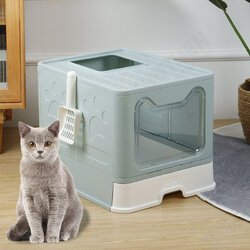 Hooded Cat Litter Box Enclosed Large Kitty Toilet Litter Scoop With shovel Foldable Tray Disassemble Hooded Cat Litter Box Enclosed Large Kitty Toilet Litter Scoop With shovel Foldable Tray Disassemble