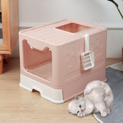 Hooded Cat Litter Box Enclosed Large Kitty Toilet Litter Scoop With shovel Foldable Tray Disassemble Hooded Cat Litter Box Enclosed Large Kitty Toilet Litter Scoop With shovel Foldable Tray Disassemble