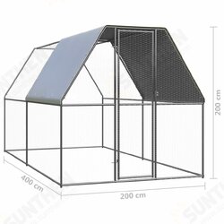 Outdoor Chicken Cage 6.6'x13.1'x6.6' Galvanized Steel Outdoor Chicken Cage 6.6'x13.1'x6.6' Galvanized Steel