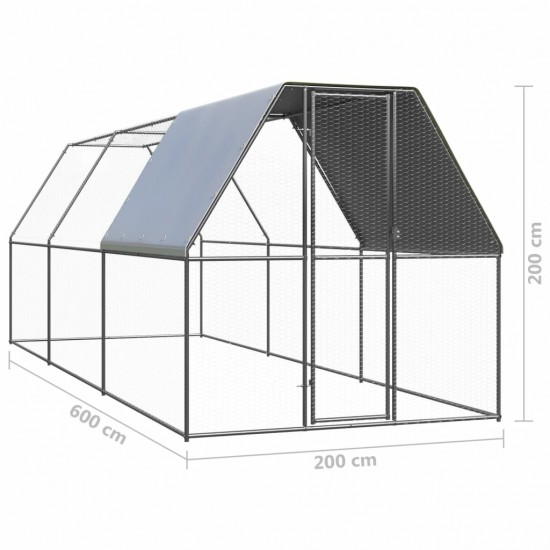 Outdoor Chicken Cage 6.6'x19.7'x6.6' Galvanized Steel