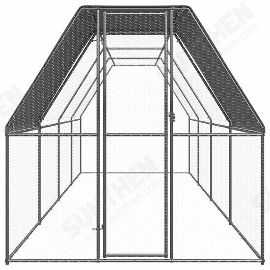 Outdoor Chicken Cage 6.6'x26.2'x6.6' Galvanized Steel