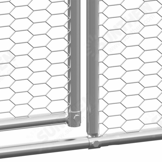 Outdoor Chicken Cage 6.6'x26.2'x6.6' Galvanized Steel