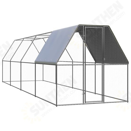 Outdoor Chicken Cage 6.6'x26.2'x6.6' Galvanized Steel